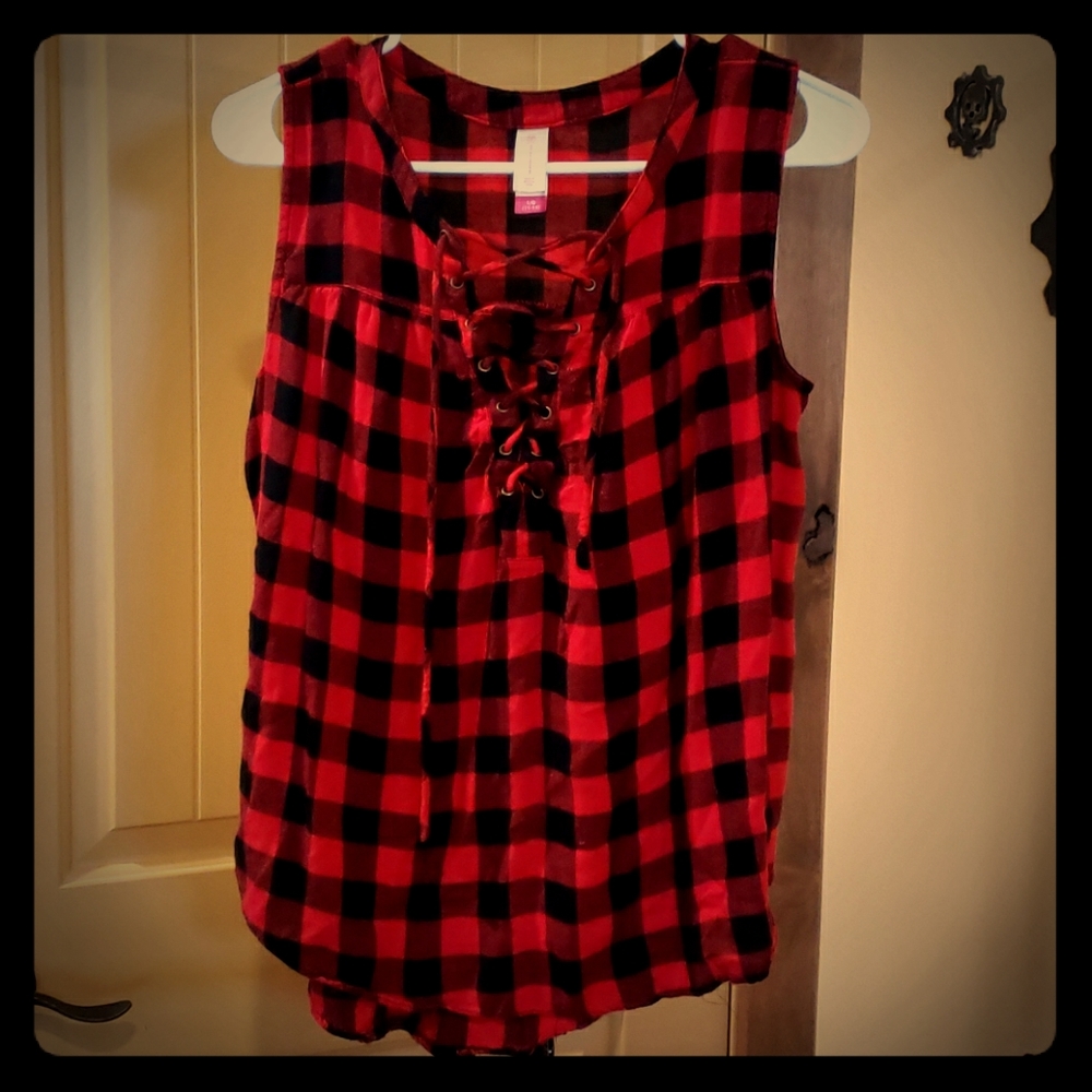 Plaid red tank top